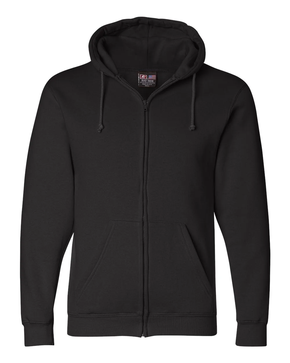 Bayside 900 Unisex USA-Made Full-Zip Hooded Sweatshirt — blank hooded sweatshirt, front view