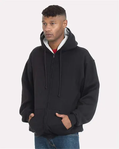 Bayside 940 Unisex USA-Made Super Heavy Thermal Lined Full-Zip Hooded Sweatshirt — blank hooded sweatshirt, front view