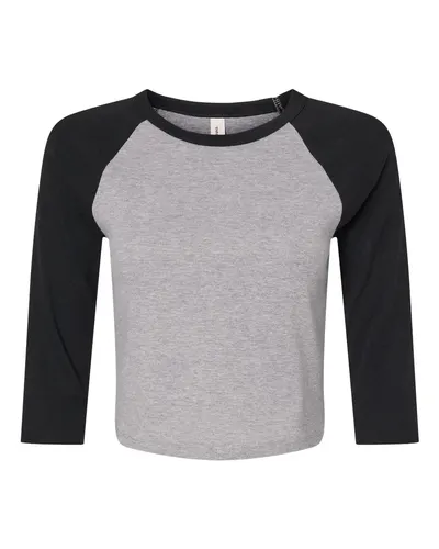 BELLA + CANVAS 1200 Women's Micro Rib Three-Quarter Raglan Sleeve Baby Tee — blank t-shirt, front view