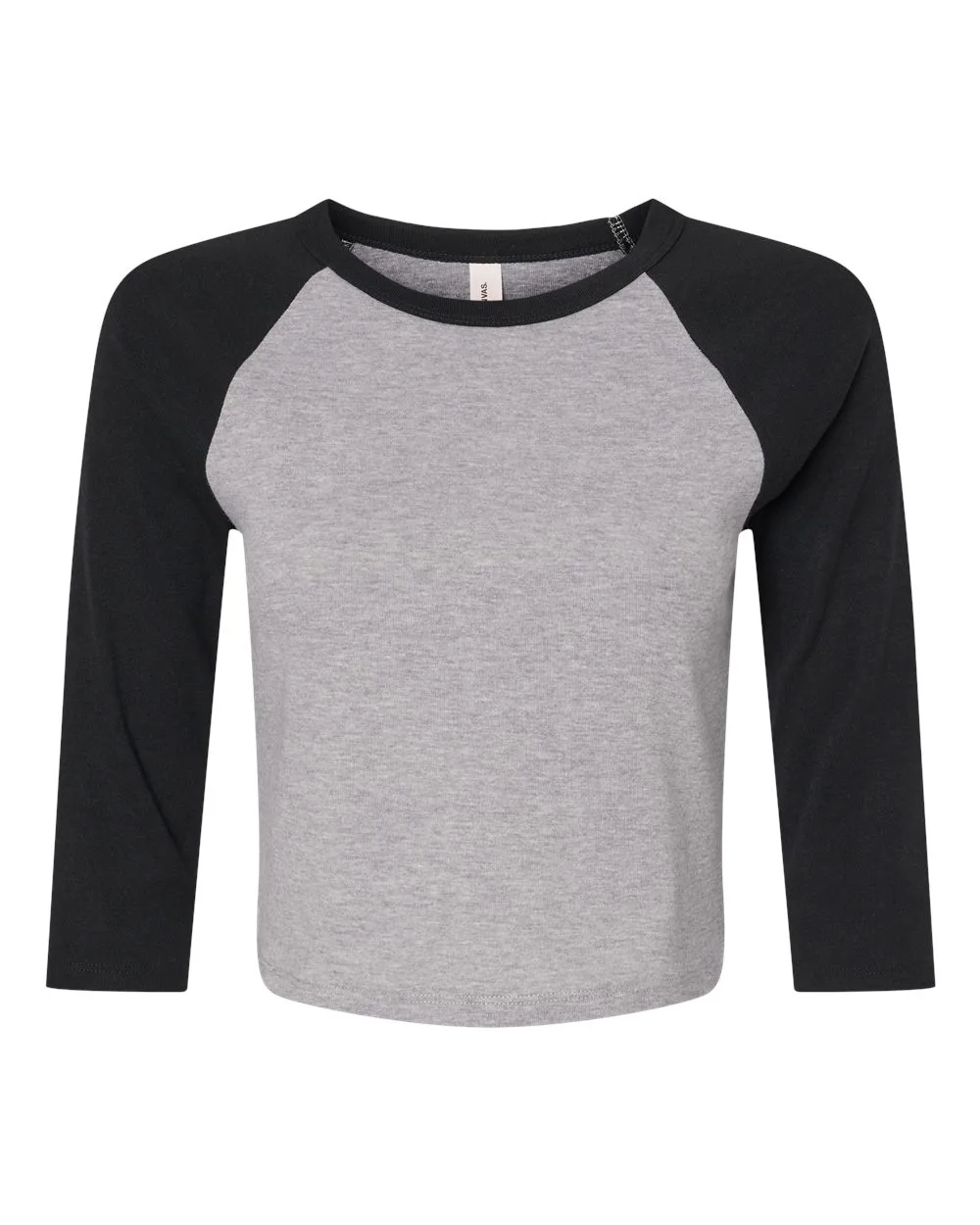 BELLA + CANVAS 1200 Women's Micro Rib Three-Quarter Raglan Sleeve Baby Tee — blank t-shirt, front view