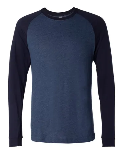 BELLA + CANVAS 3000 Men's Long Sleeve Jersey Baseball Tee — blank long sleeve tee, front view