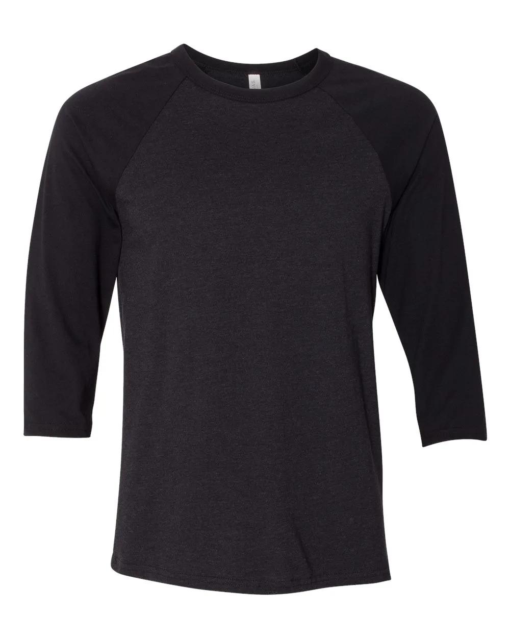 BELLA + CANVAS 3200 Unisex Three-Quarter Sleeve Baseball Tee — blank t-shirt, front view