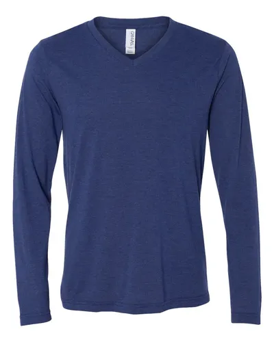 BELLA + CANVAS 3425 Unisex Long Sleeve V-Neck Tee — blank t-shirt, front view