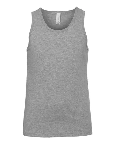 BELLA + CANVAS 3480YCVC Youth Heather CVC Tank — blank tank top, front view