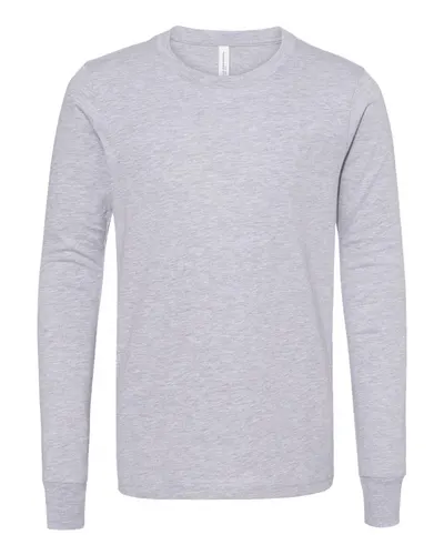 BELLA + CANVAS 3501YCVC Youth Heather CVC Long Sleeve Tee — blank long sleeve tee, front view