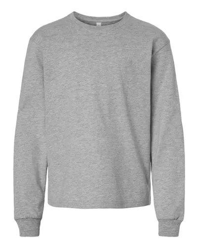 BELLA + CANVAS 3511Y Youth 6oz. Heavyweight Long Sleeve Tee — blank long sleeve tee, front view