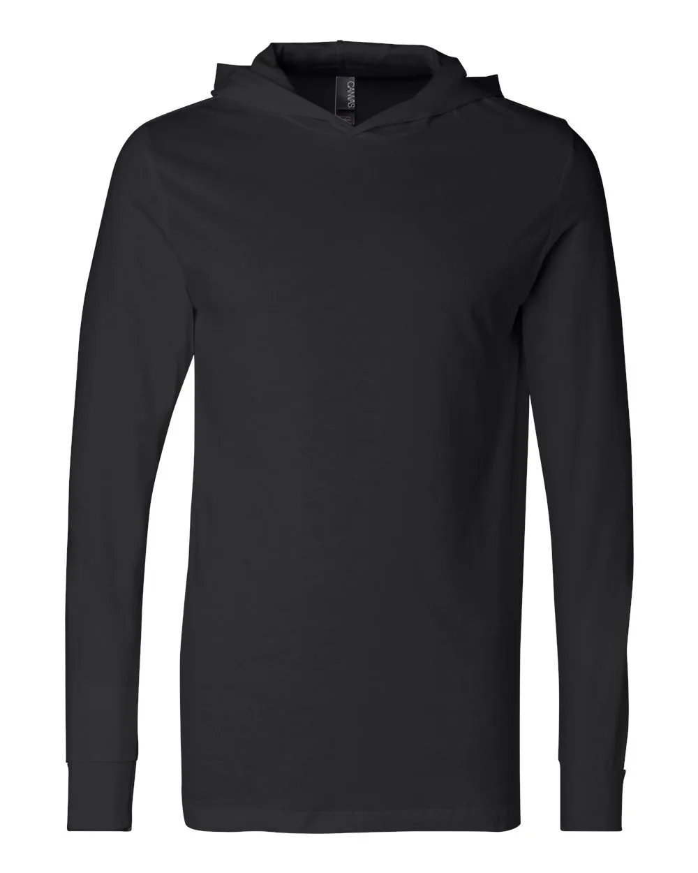 BELLA + CANVAS 3512 Unisex Jersey Hooded Long Sleeve Tee — blank hooded sweatshirt, front view