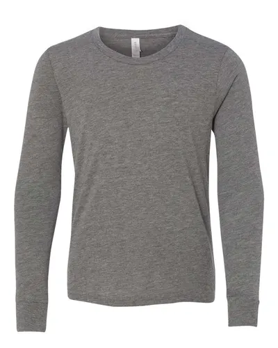 BELLA + CANVAS 3513Y Youth Triblend Long Sleeve Tee — blank long sleeve tee, front view