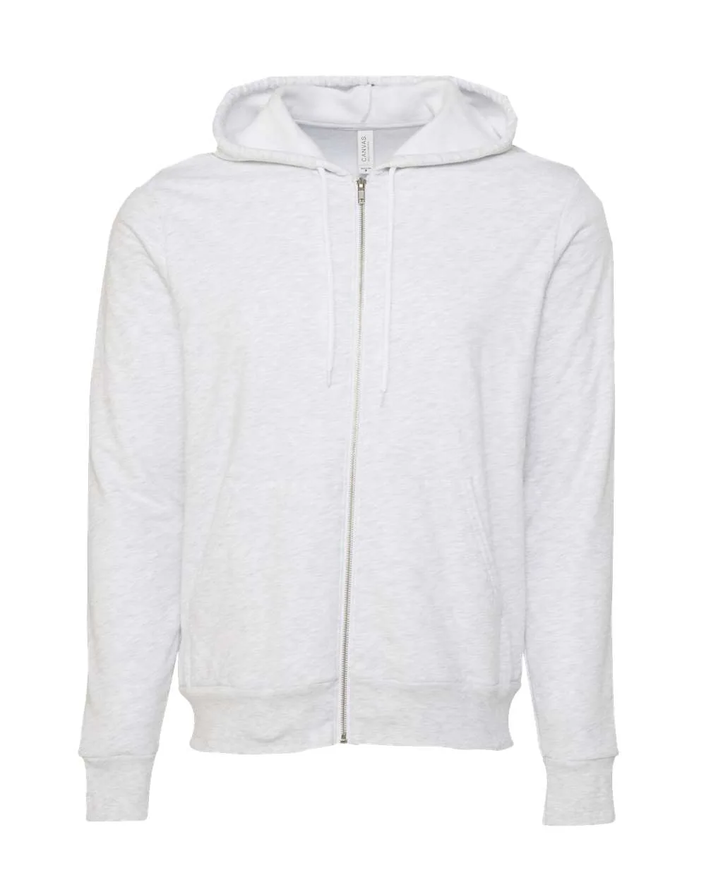 BELLA + CANVAS 3739 Unisex Sponge Fleece Full-Zip Hoodie Sweatshirt — blank hooded sweatshirt, front view