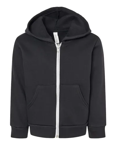 BELLA + CANVAS 3739T Toddler Sponge Fleece Full-Zip Hoodie Sweatshirt — blank hooded sweatshirt, front view
