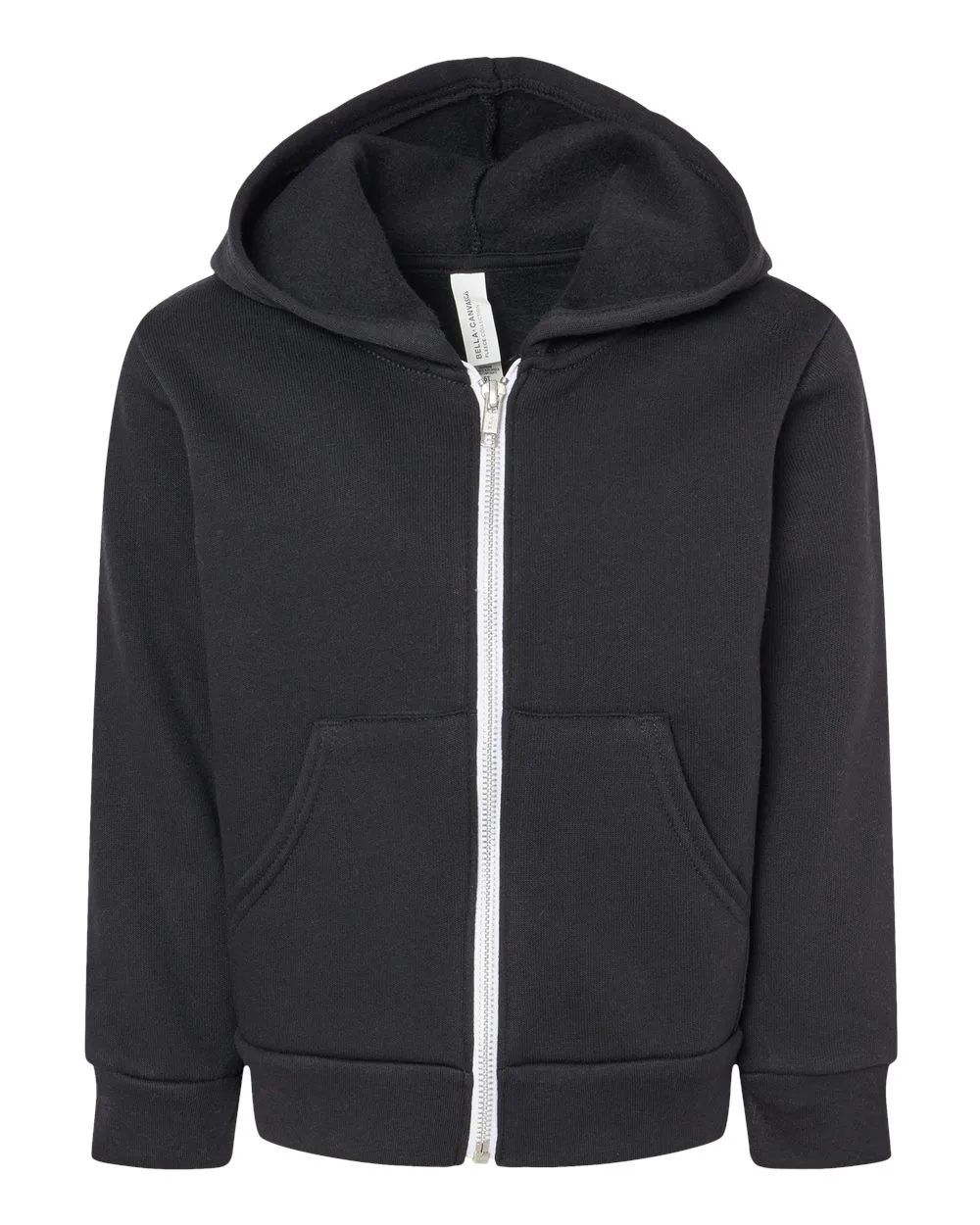 BELLA + CANVAS 3739T Toddler Sponge Fleece Full-Zip Hoodie Sweatshirt — blank hooded sweatshirt, front view