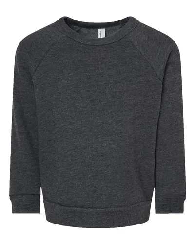 BELLA + CANVAS 3901T Toddler Sponge Fleece Raglan Crewneck Sweatshirt — blank crewneck sweatshirt, front view