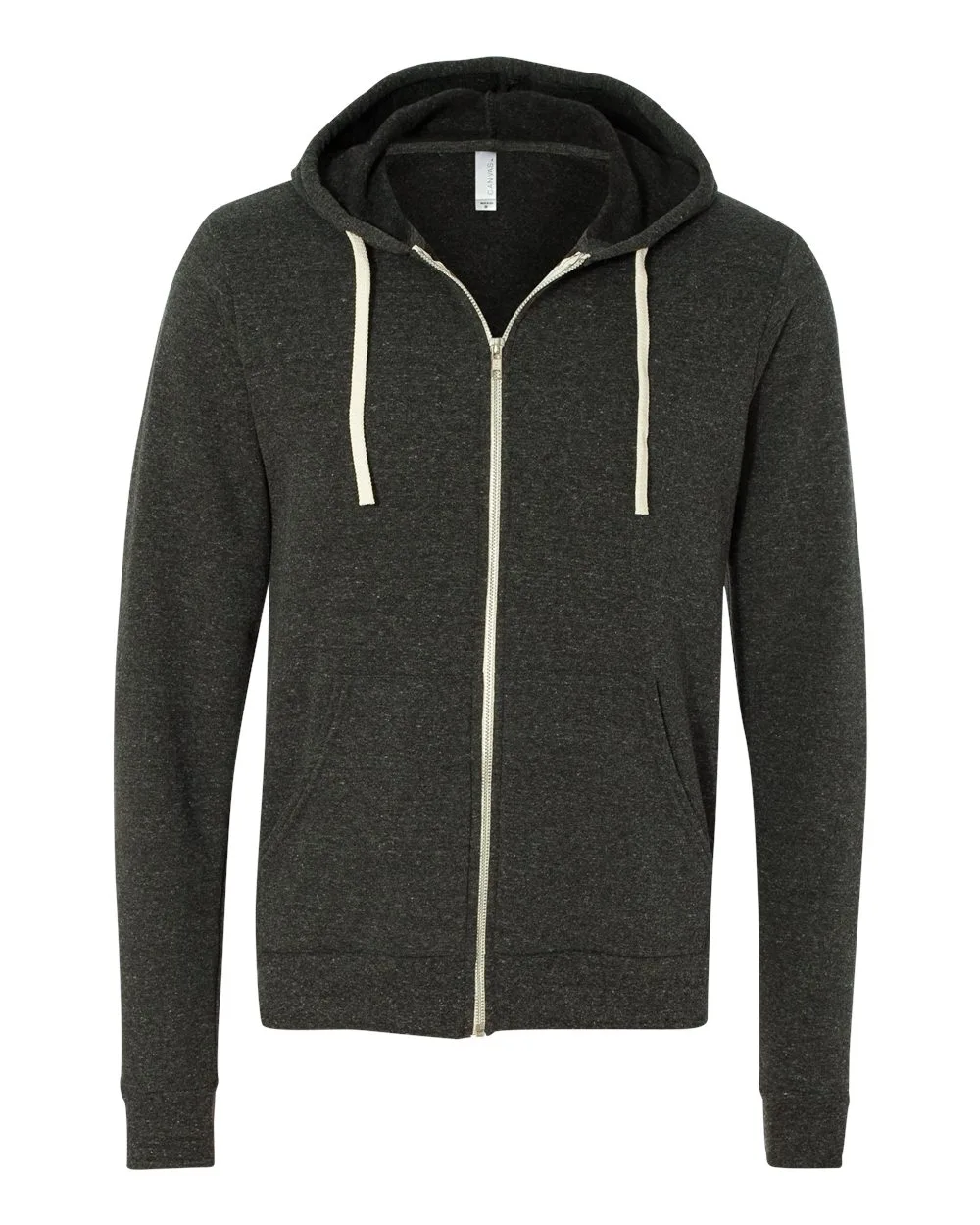 BELLA + CANVAS 3909 Unisex Triblend Sponge Fleece Full-Zip Hoodie Sweatshirt — blank hooded sweatshirt, front view