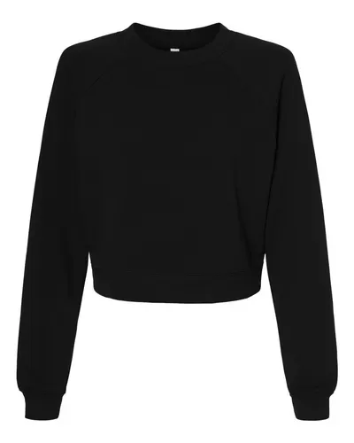 BELLA + CANVAS 7505 Women's Crop Raglan Crewneck Sweatshirt — blank crewneck sweatshirt, front view