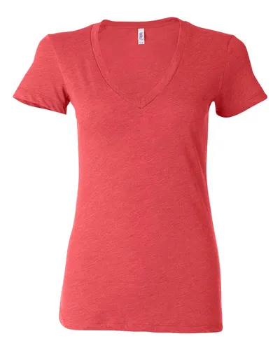 BELLA + CANVAS 8435 Women’s Triblend Deep V-Neck Tee — blank t-shirt, front view