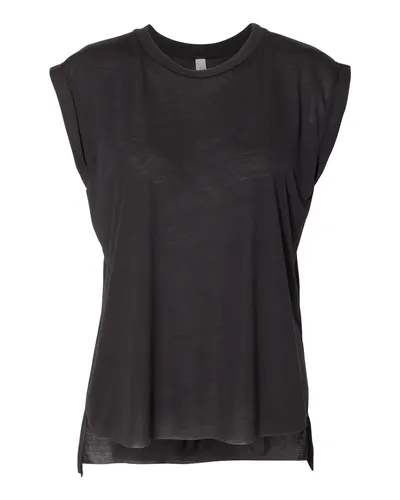 BELLA + CANVAS 8804 Women’s Flowy Rolled Cuffs Muscle Tee — blank tank top, front view