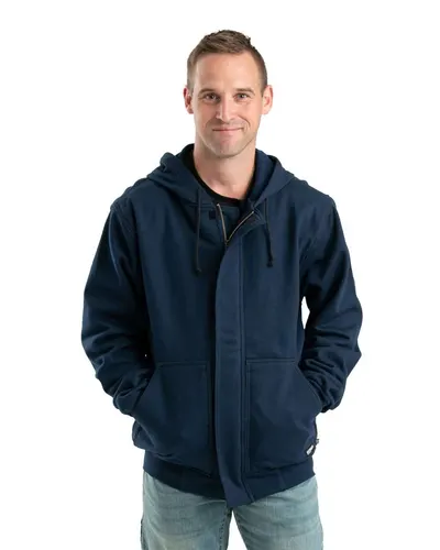 Berne Apparel FRSZ19 Men's Flame Resistant Full-Zip Hooded Sweatshirt — blank hooded sweatshirt, front view
