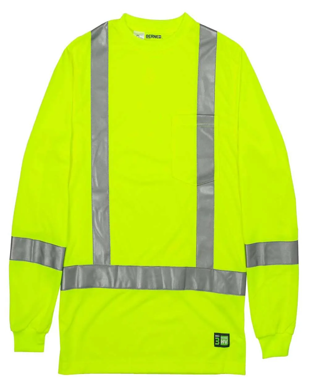 Berne Apparel HVK013T Men's Tall Hi-Vis Class 3 Performance T-Shirt — blank t-shirt, front view