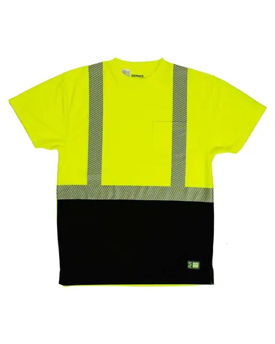 Berne Apparel HVK017 Men's Hi-Vis Class 2 Color Blocked Pocket T-Shirt — blank t-shirt, front view