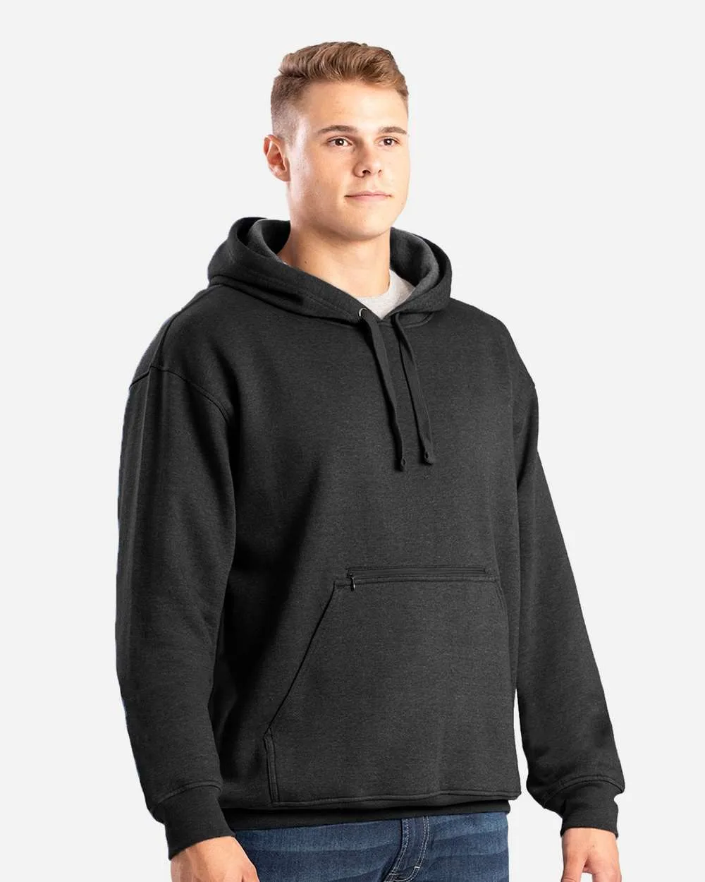 Berne Apparel SP418 Men's Heritage Zip Pocket Hooded Sweatshirt — blank hooded sweatshirt, front view