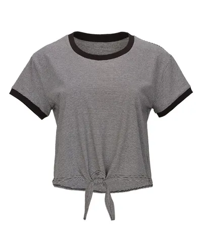Boxercraft BW2107 Women's Striped Tie Front T-Shirt — blank t-shirt, front view