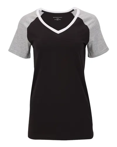 Boxercraft BW2204 Women's Colorblocked V-Neck T-Shirt — blank t-shirt, front view