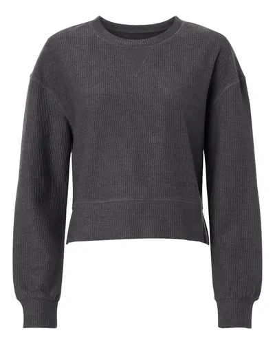 Boxercraft BW5102 Women's Ribbed Knit Cropped Boxy Crew — blank garment, front view