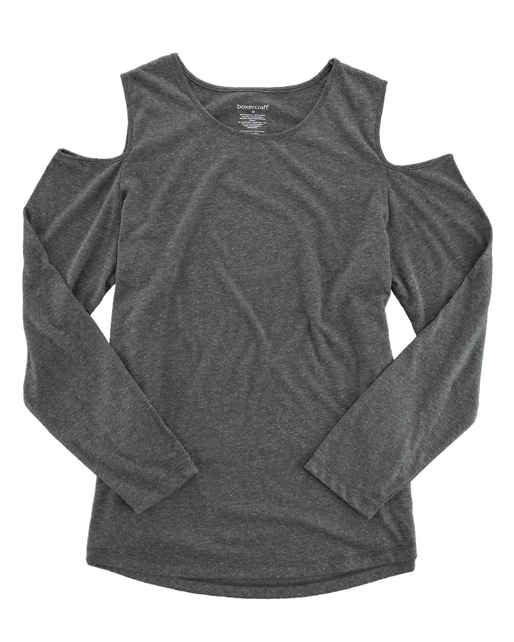 Boxercraft T31 Women's Cold Shoulder Long Sleeve T-Shirt — blank long sleeve tee, front view
