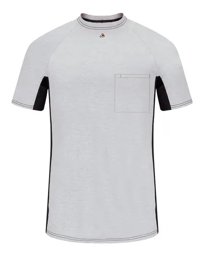 Bulwark MPS4 Men's FR Two-Tone Base Layer with Concealed Chest Pocket- EXCEL FR — blank garment, front view