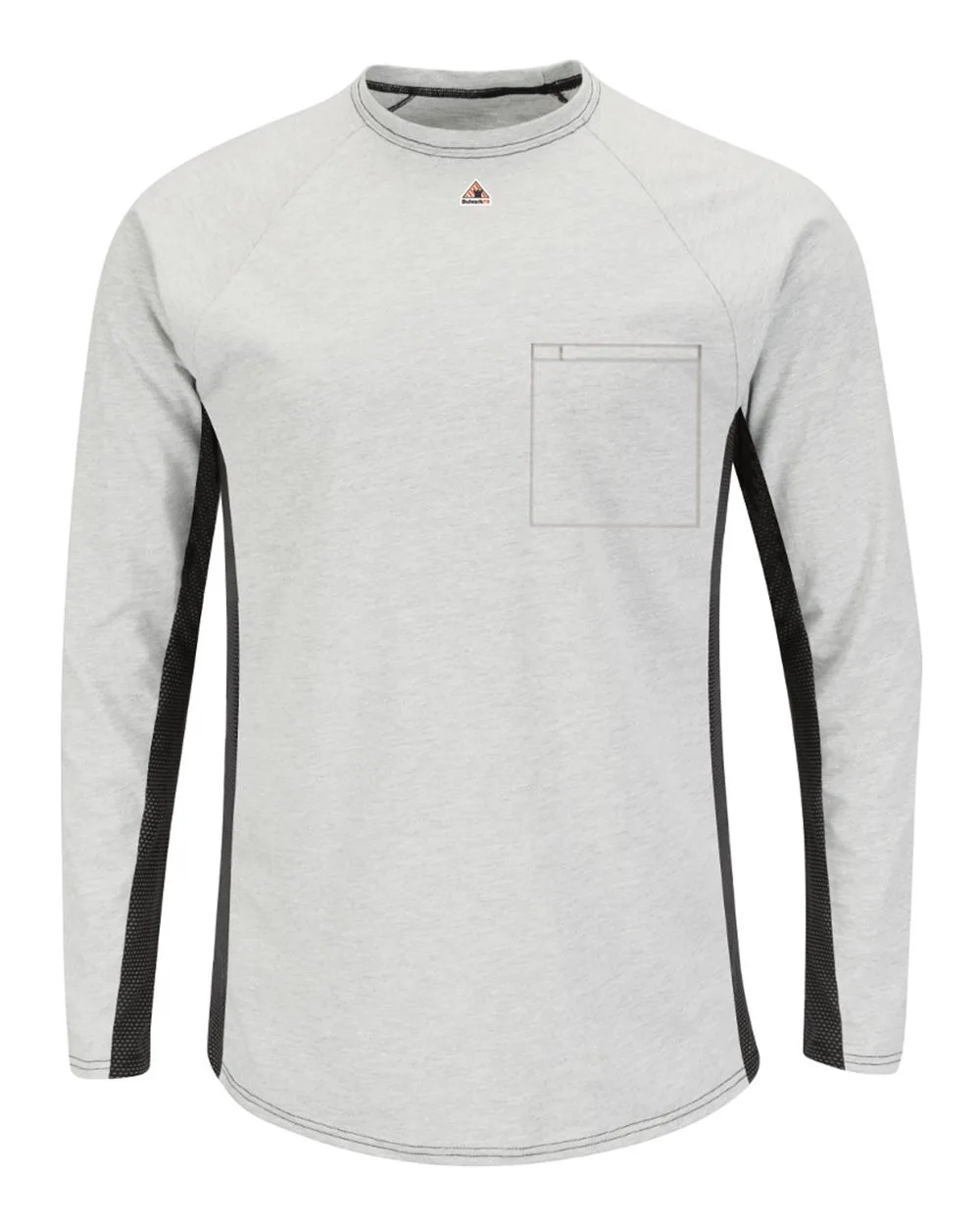 Bulwark MPS8 Men's Long Sleeve FR Two-Tone Base Layer with Concealed Chest Pocket - EXCEL FR — blank garment, front view