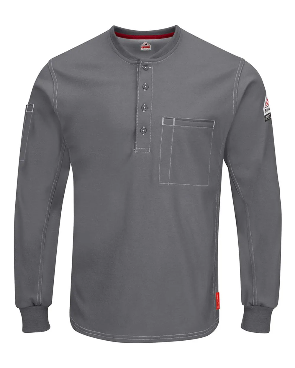 Bulwark QT40 Men's iQ Series® Plus Long Sleeve Henley — blank garment, front view