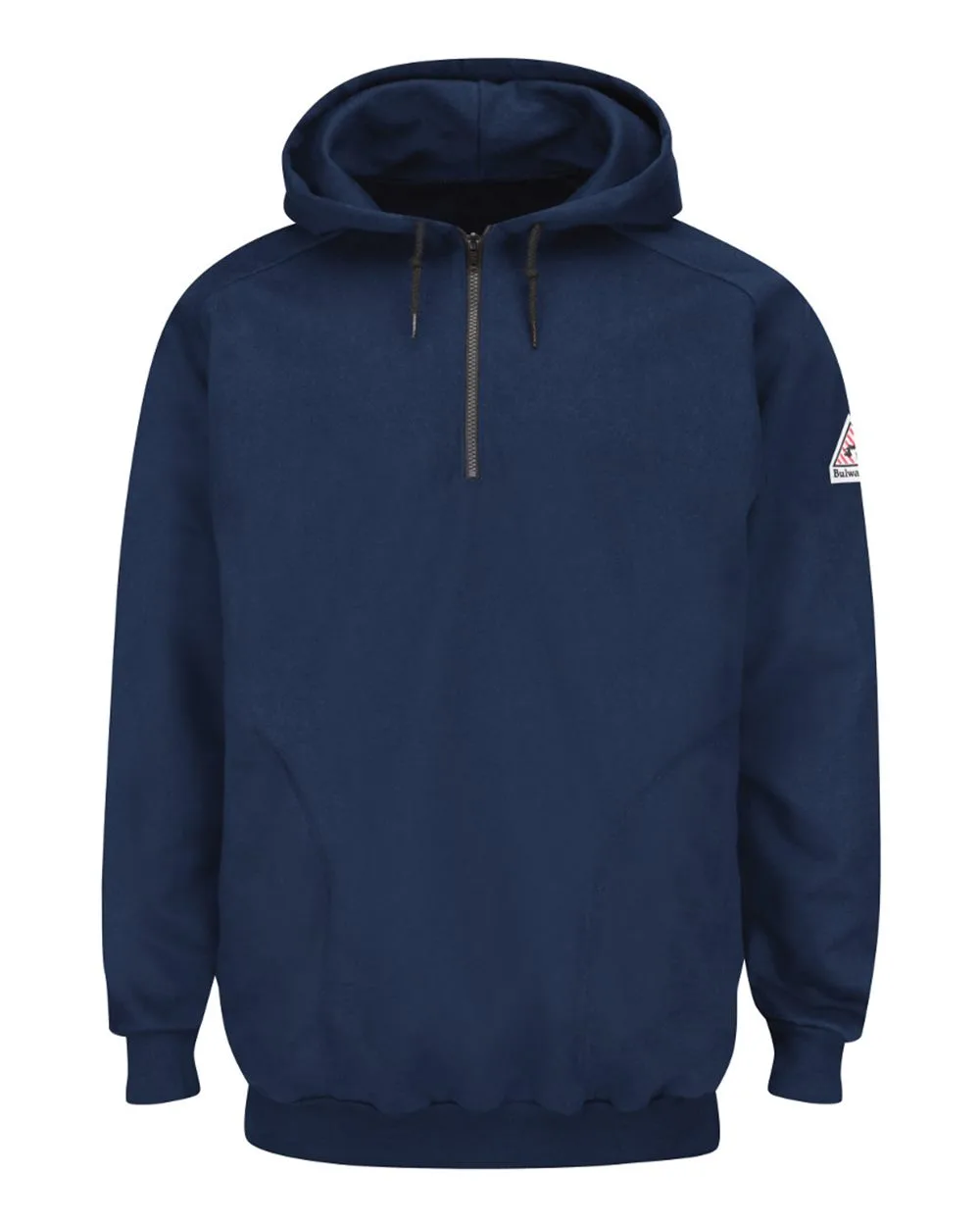 Bulwark SEH8T Men's Tall Flame Resistant Quarter-Zip Hooded Sweatshirt — blank hooded sweatshirt, front view