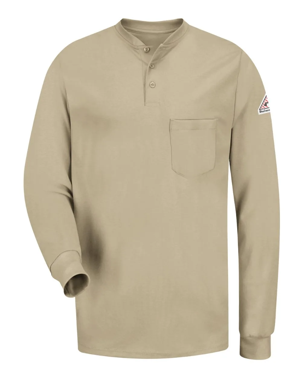 Bulwark SEL2T Men's Tall Long Sleeve Tagless Henley Shirt — blank garment, front view