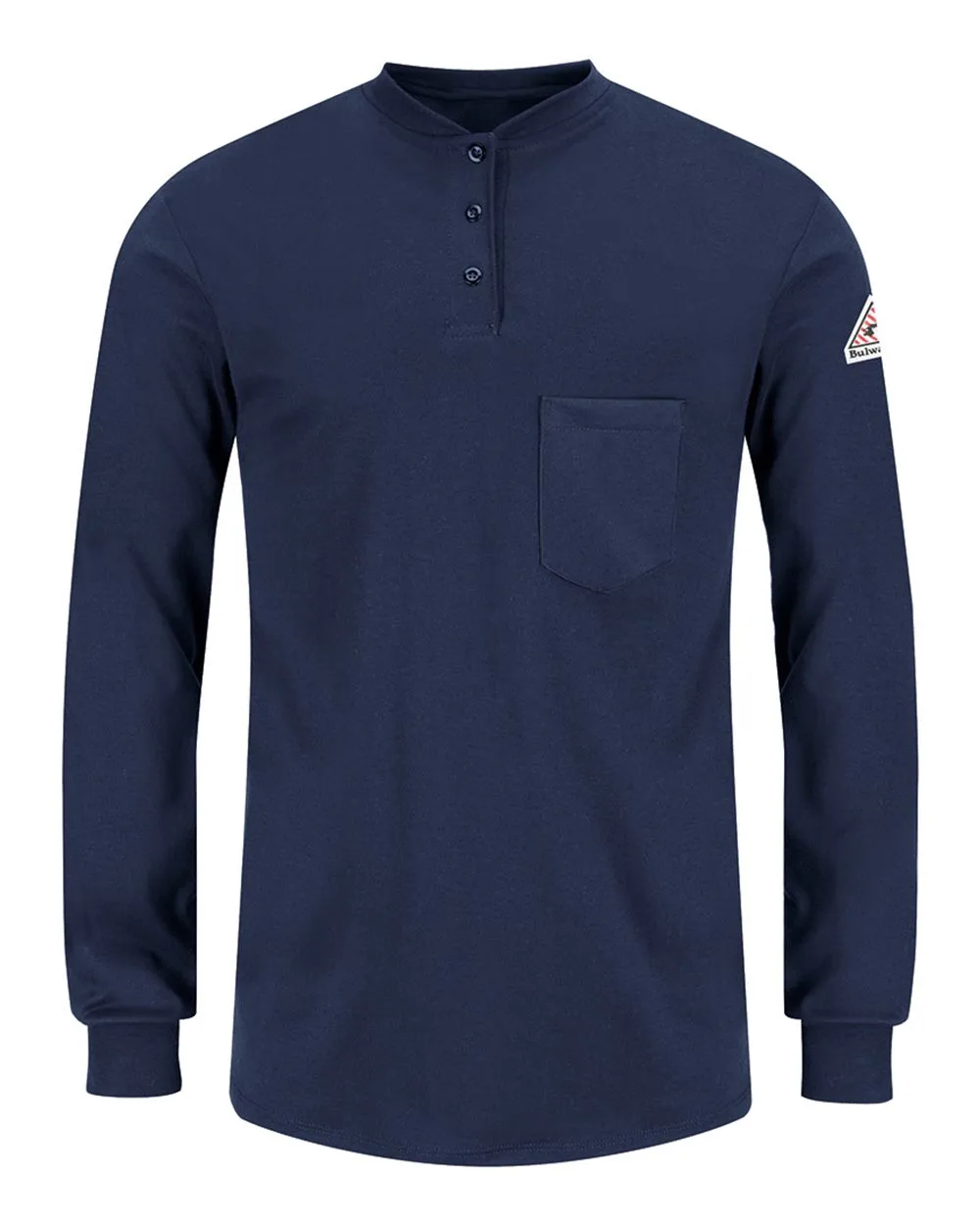 Bulwark SEL3 Women's Long Sleeve Tagless Henley Shirt — blank garment, front view
