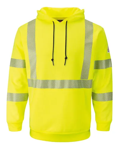 Bulwark SMH4 Men's Hi-Visibility Hooded Sweatshirt — blank hooded sweatshirt, front view