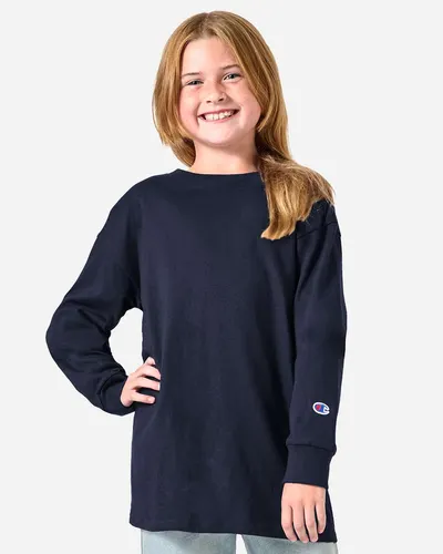 Champion CH1751 Youth Long Sleeve T-Shirt — blank long sleeve tee, front view