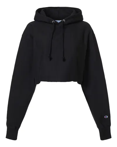 Champion RW01W Women's Reverse Weave® Hooded Cropped Sweatshirt — blank hooded sweatshirt, front view