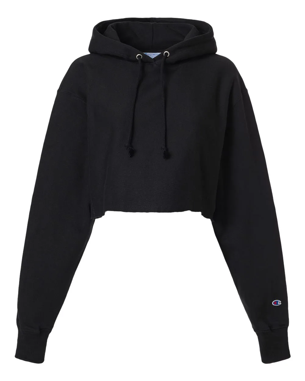 Champion RW01W Women's Reverse Weave® Hooded Cropped Sweatshirt — blank hooded sweatshirt, front view