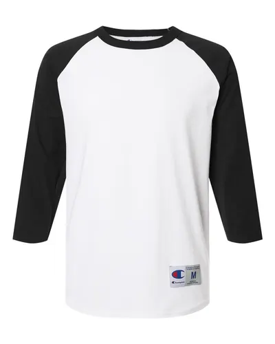 Champion T137 Unisex Raglan Sleeve Baseball T-Shirt — blank t-shirt, front view