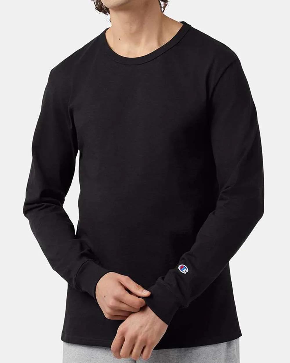Champion T453 Unisex Heritage Jersey Long Sleeve T-Shirt — blank long sleeve tee, front view