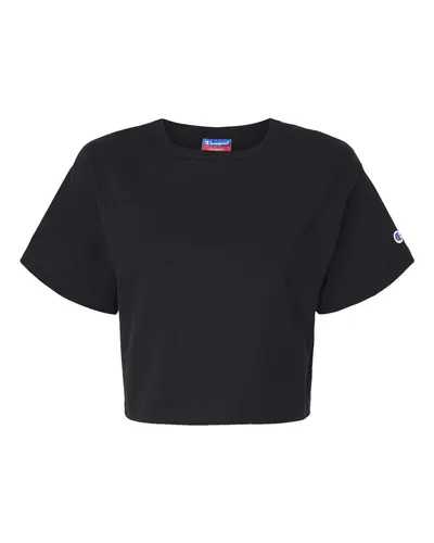 Champion T453W Women's Heritage Jersey Crop T-Shirt — blank t-shirt, front view