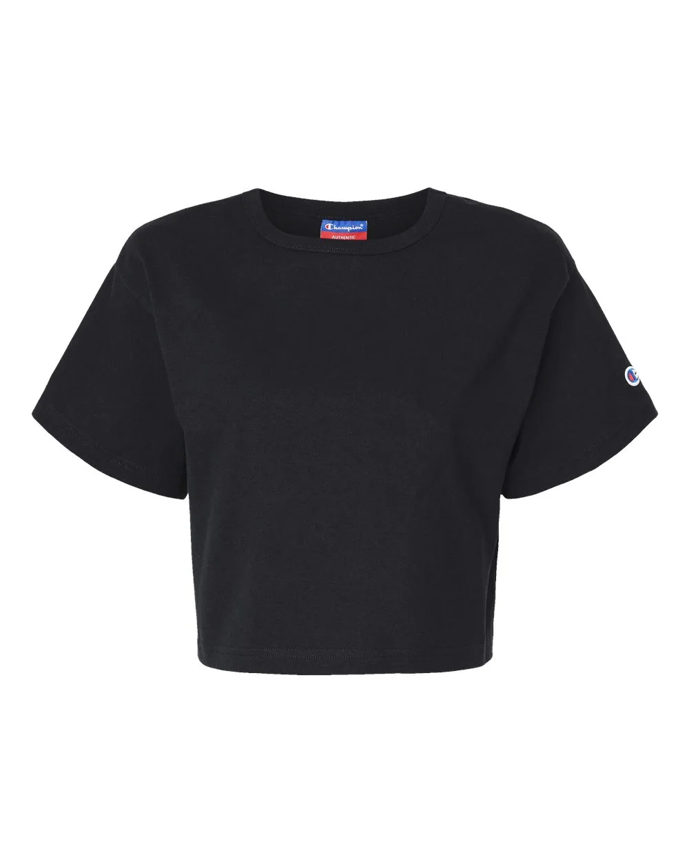 Champion T453W Women's Heritage Jersey Crop T-Shirt — blank t-shirt, front view