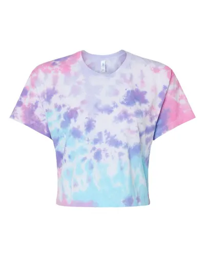 Colortone 1050 Women's Tie-Dyed Crop T-Shirt — blank t-shirt, front view