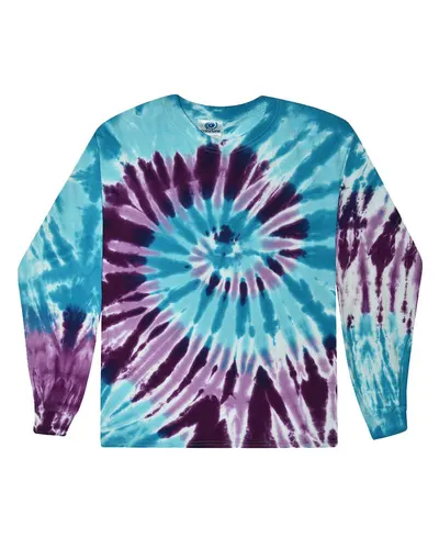 Colortone 2000Y Youth Tie-Dyed Long Sleeve T-Shirt — blank long sleeve tee, front view