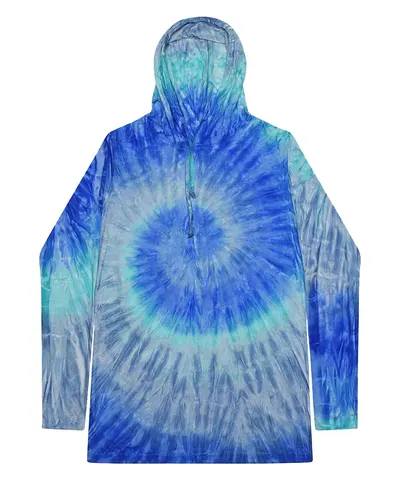 Colortone 2777 Unisex Tie-Dyed Hooded Long Sleeve T-Shirt — blank hooded sweatshirt, front view