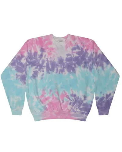 Colortone 8100 Unisex Tie-Dyed Fleece Crewneck Sweatshirt — blank crewneck sweatshirt, front view