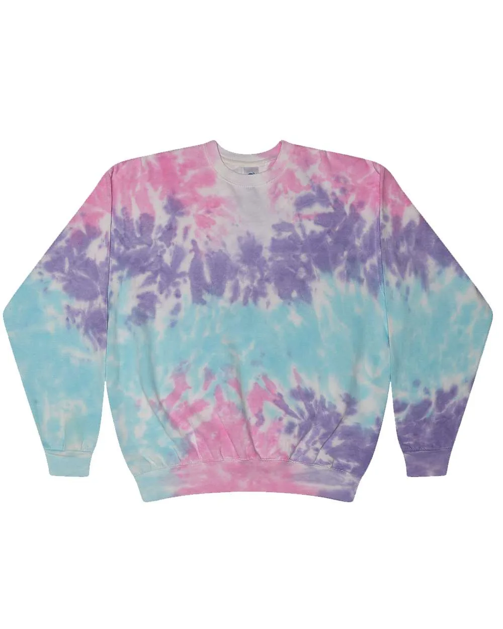 Colortone 8100 Unisex Tie-Dyed Fleece Crewneck Sweatshirt — blank crewneck sweatshirt, front view