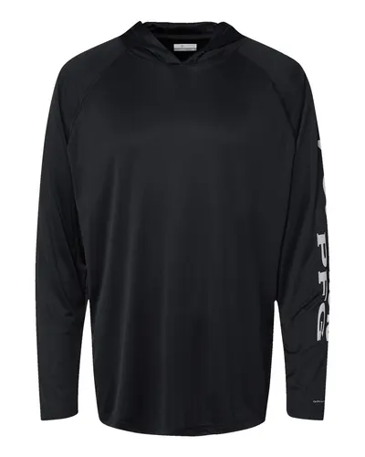 Columbia 212482 Men's PFG Terminal Tackle™ Hooded Long Sleeve T-Shirt — blank hooded sweatshirt, front view
