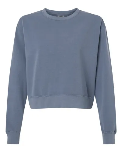 Comfort Colors 1566L Women's Garment-Dyed Mid-Length Crewneck Sweatshirt — blank crewneck sweatshirt, front view