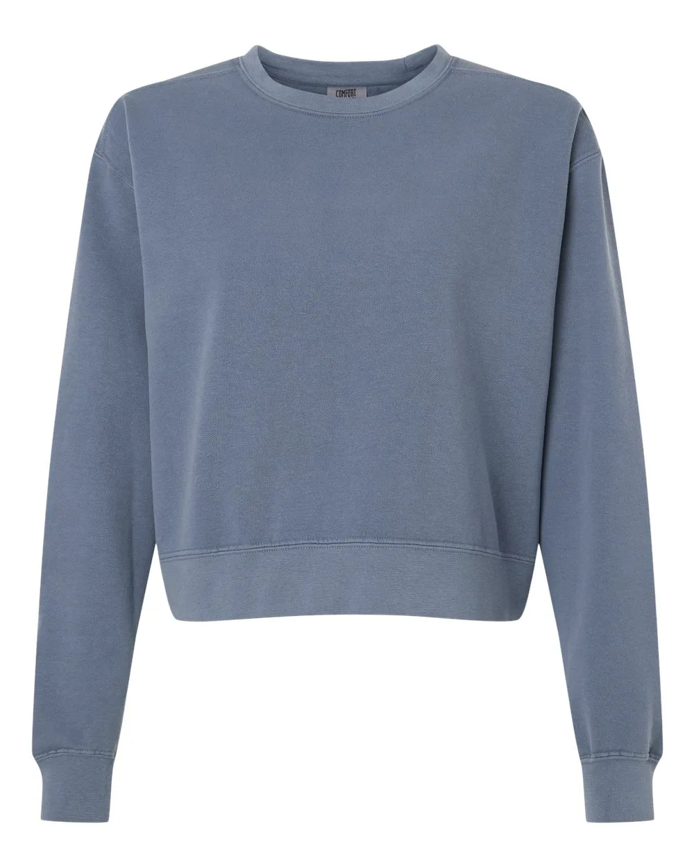 Comfort Colors 1566L Women's Garment-Dyed Mid-Length Crewneck Sweatshirt — blank crewneck sweatshirt, front view